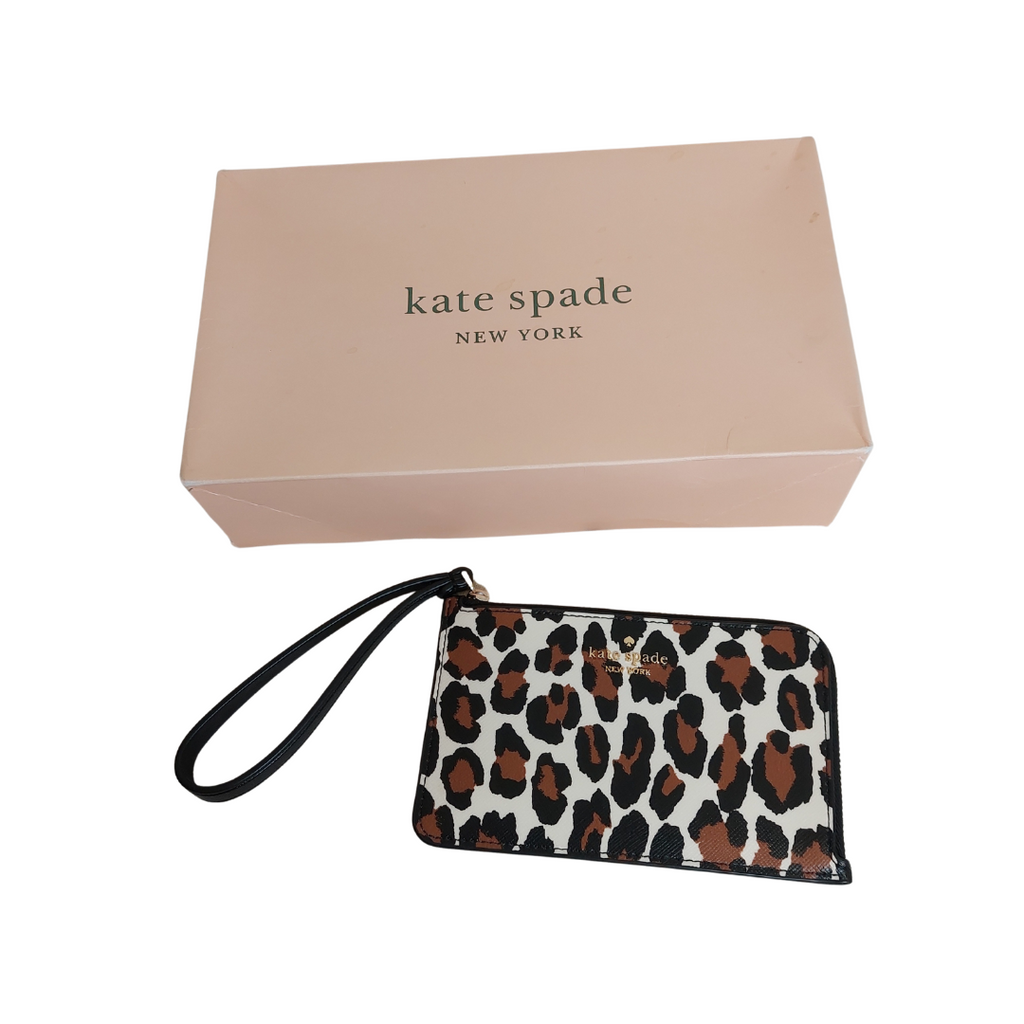 Kate Spade Leopard Print Leather 'Lucy' Small Zip Wristlet | Like New |