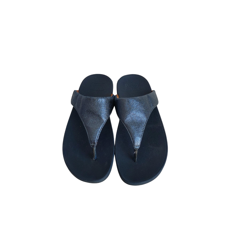 FitFlop Navy Shimmer Lulu Thong Sandals | Pre Loved |