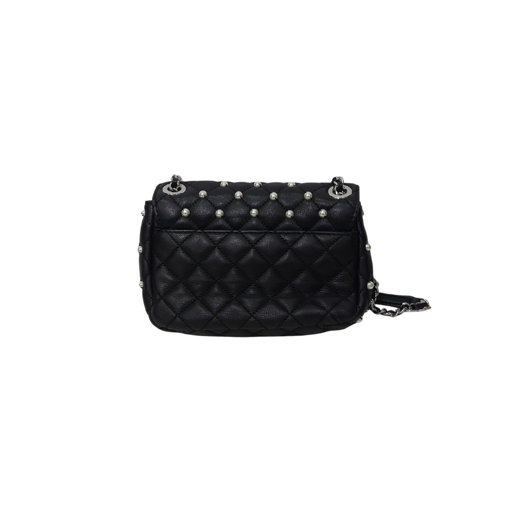 Michael Kors Black Quilted Leather Faux-Pearl Embellished 'Sloan' Shoulder Bag | Gently Used |