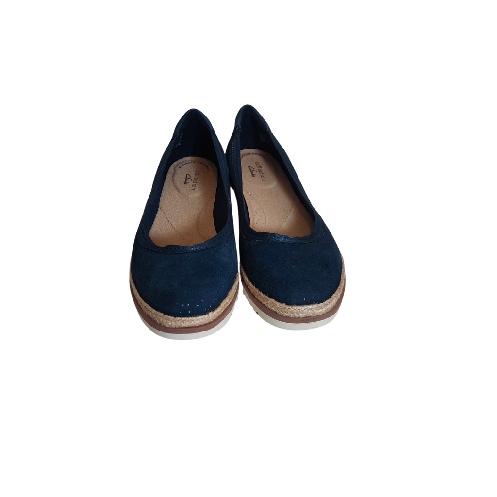 Clarks Navy Suede Serena Kellyn Slip-on Shoes | Brand New |