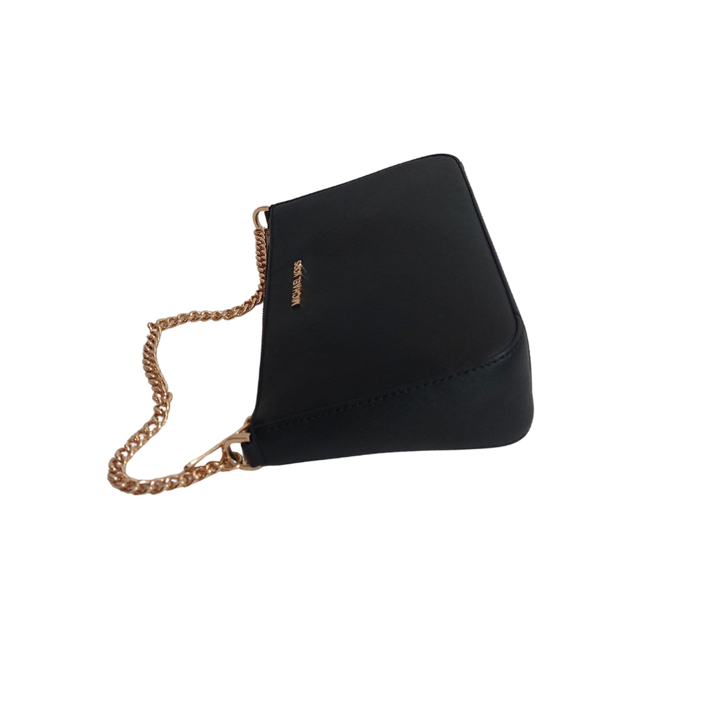 Michael Kors Black Gold Chain Leather Crossbody Bag | Gently Used |