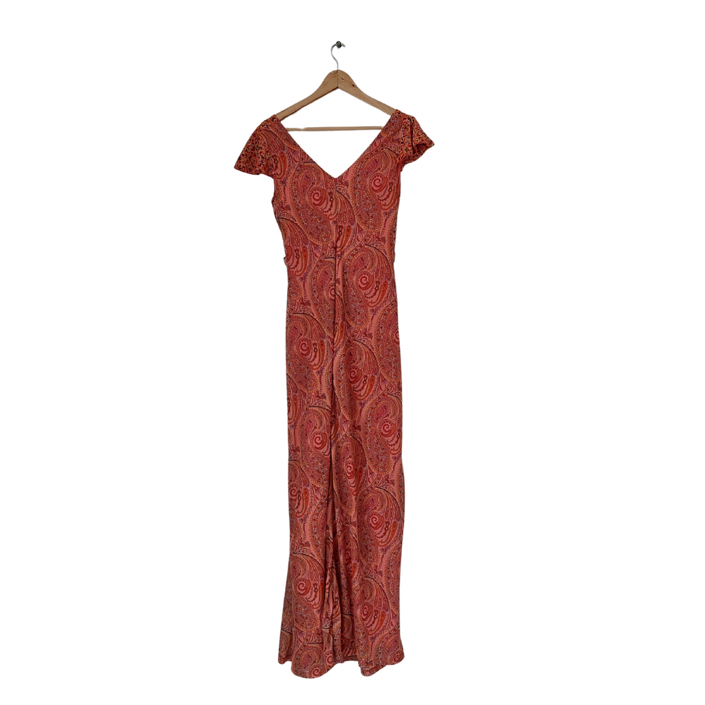Mango Orange Printed Front Ruched Long Dress | Brand New |
