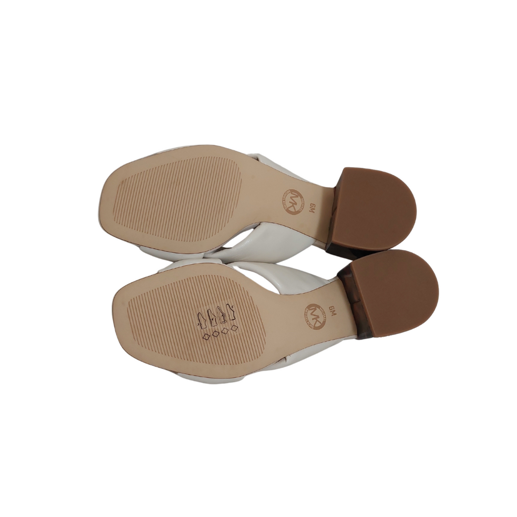 Michael Kors Josie Leatherette Cream Mules | Brand New |
