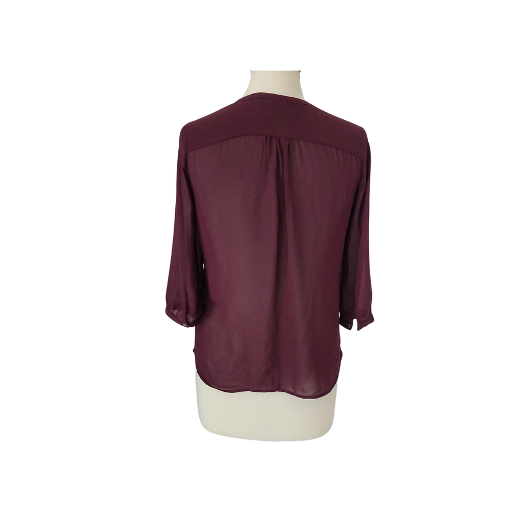 H&M Purple Pleated Button Down Sheer Top | Pre Loved |