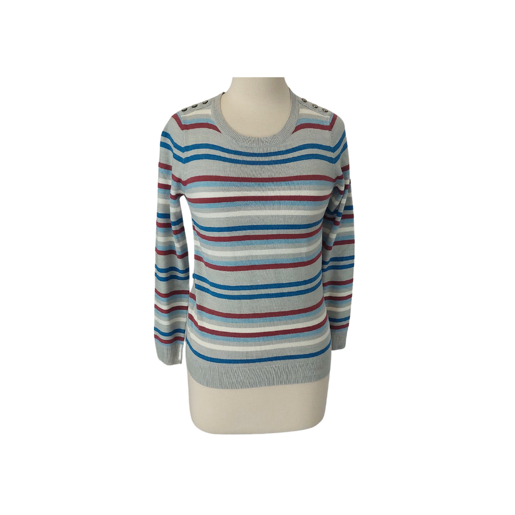 MAINE Grey Multi-coloured Striped Knit Top | Pre Loved |