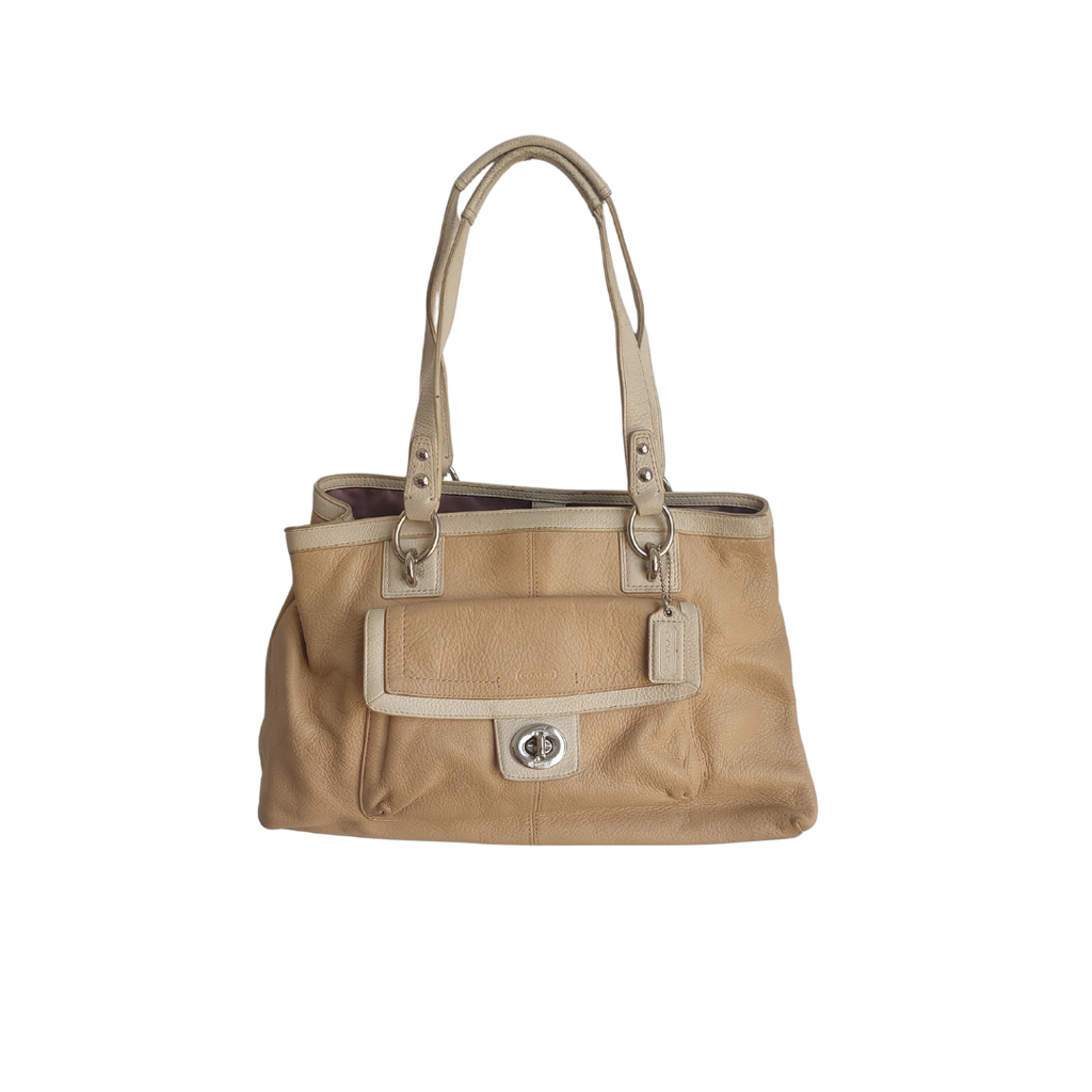 Coach Beige & Ivory Pebbled Leather Penelope Shoulder Bag | Pre Loved |