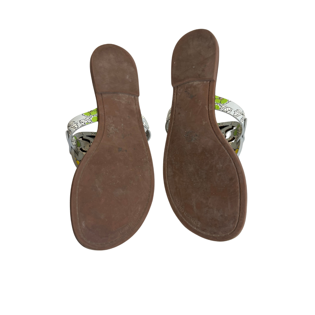 Tory Burch Floral Printed Leather 'Miller' Sandals | Gently Used |