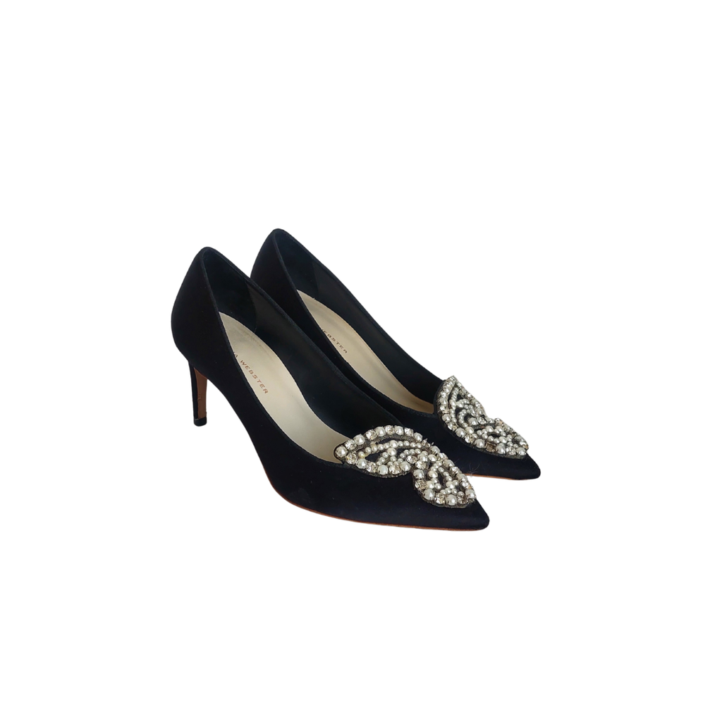 Sophia Webster Black Bibi Pearl Mid Pumps | Pre Loved |