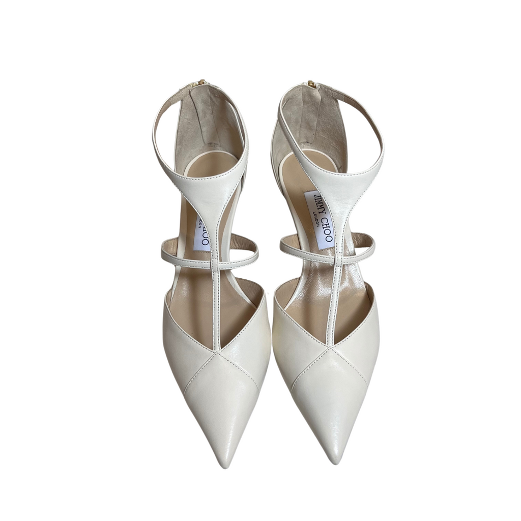 Jimmy Choo Off White Saoni Latte Leather Heels | Gently Used |