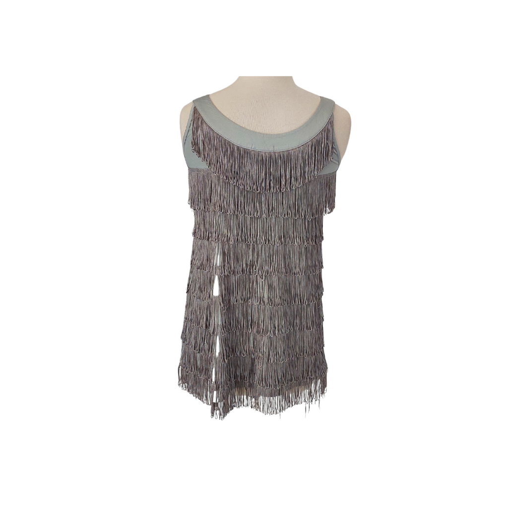 H&M Grey Fringe Sleeveless Short Dress | Gently Used |