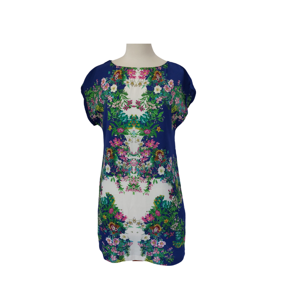 ZARA Blue & White Floral Cap-sleeves Long Tunic | Brand New |