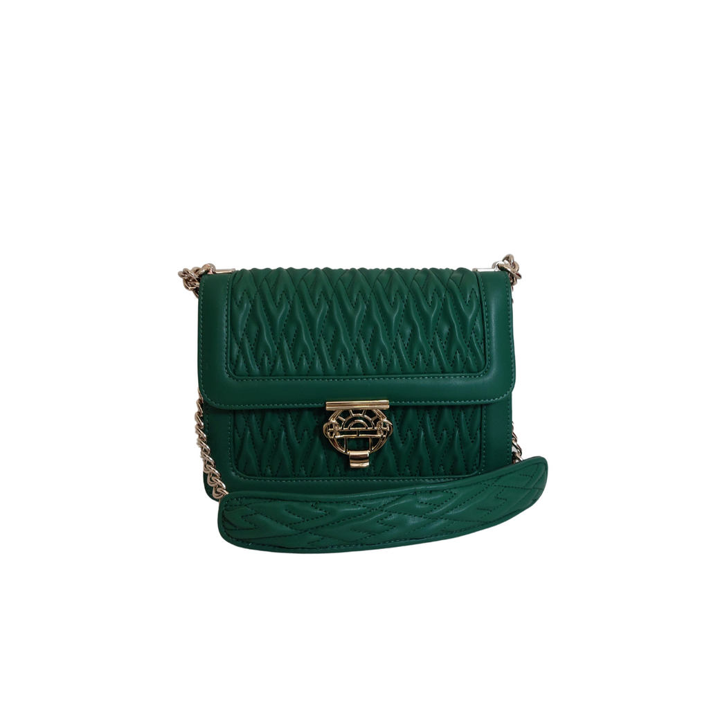 Louis Feraud Green Leather Quilted Crossbody Bag | Like New |