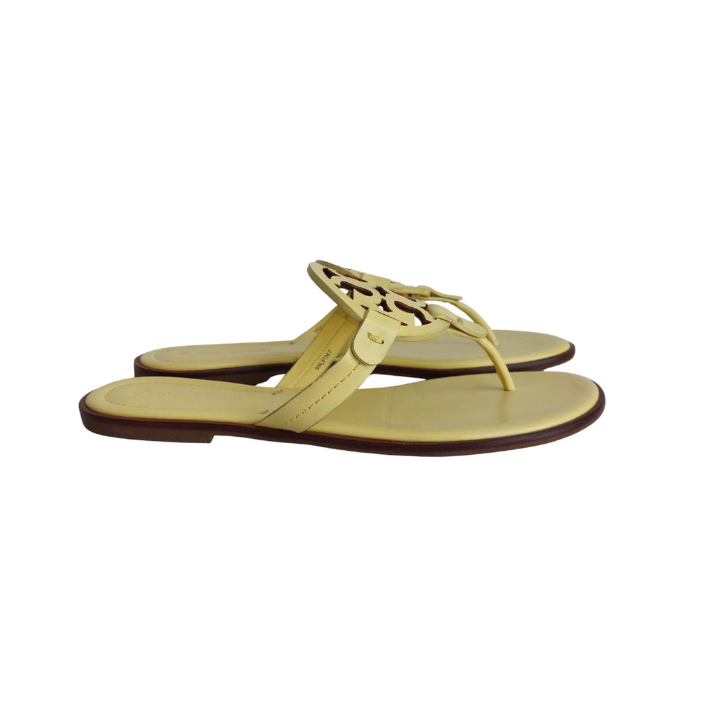 Tory Burch Banana Yellow Leather Miller Welt Sandals | Pre Loved |