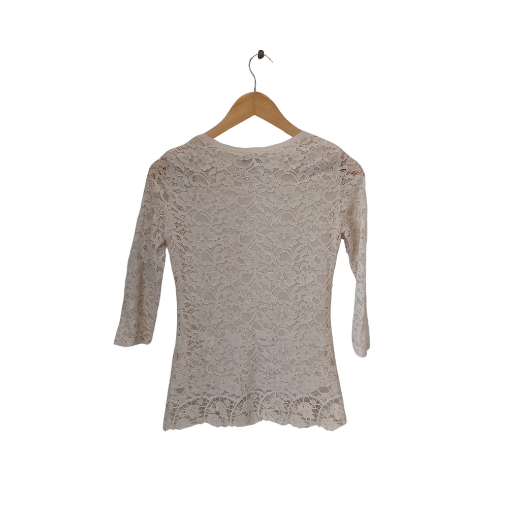 Massimo Dutti Cream Lace Top | Pre Loved |