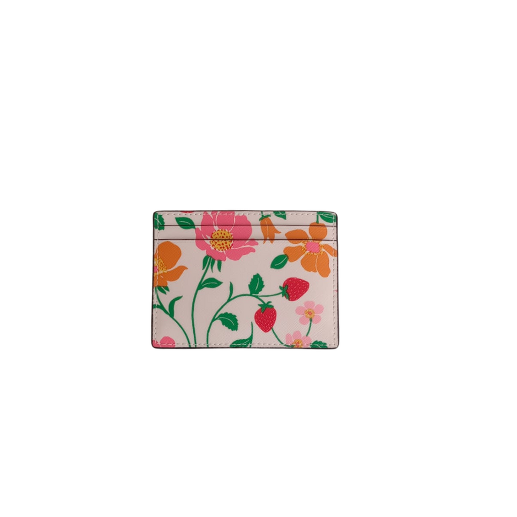 Kate Spade Pink Multi Boxed Strawberry Garden Small Slim Card Holder | Gently Used |