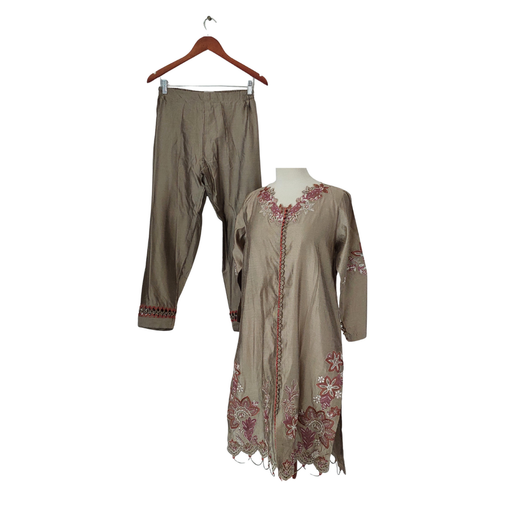 Studio Mehr Golden Embroidered Outfit (3 Pieces) | Brand New |