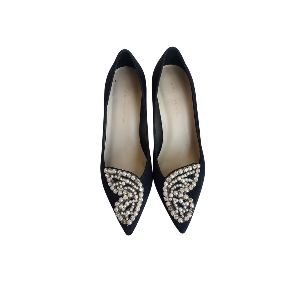 Sophia Webster Black Bibi Pearl Mid Pumps | Pre Loved |
