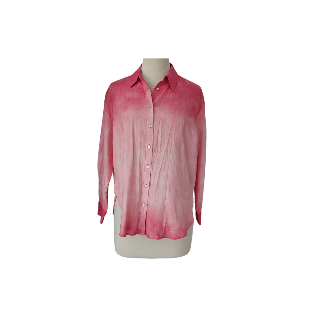 ZARA Pink Two-Toned Linen Mix Collared Shirt | Brand New |