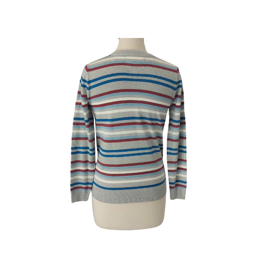 MAINE Grey Multi-coloured Striped Knit Top | Pre Loved |