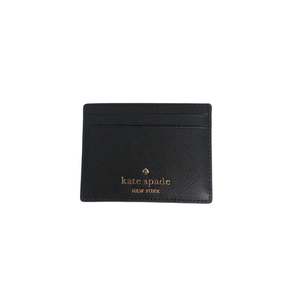 Kate Spade Black Small Slim Pebble Leather Card Holder | Brand New |