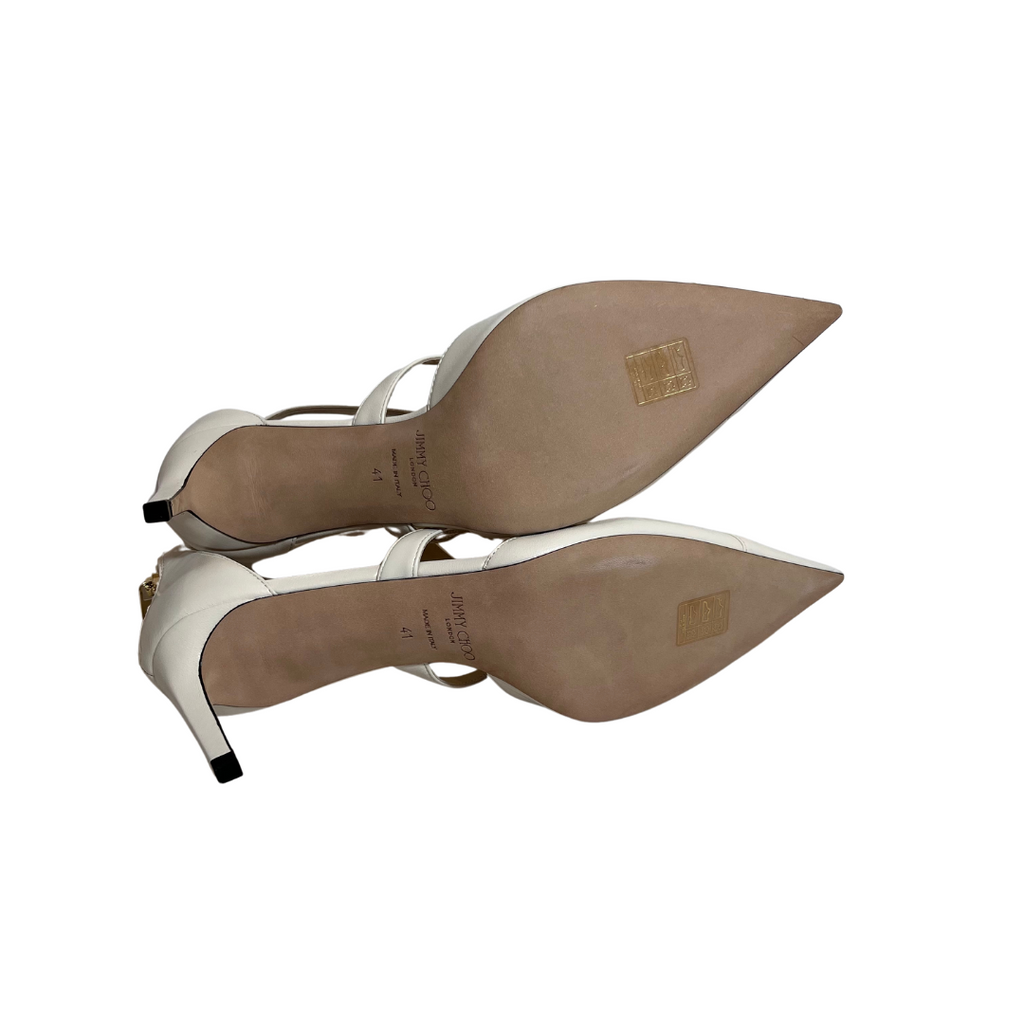 Jimmy Choo Off White Saoni Latte Leather Heels | Gently Used |