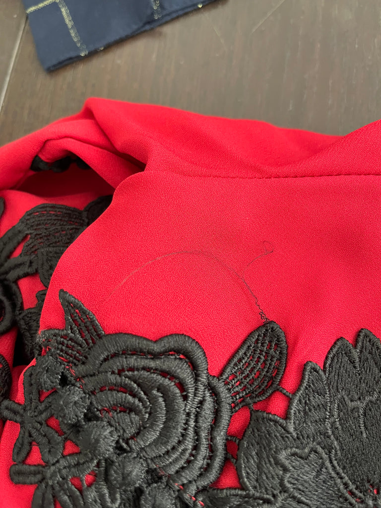 Rania Red with Black Lace Kurta | Gently Used |