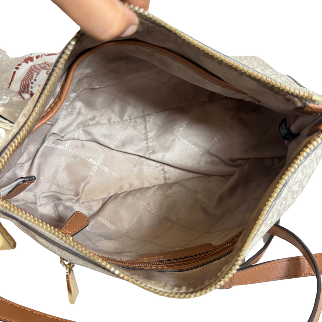 Michael Kors Vanilla Lillie Large Messenger Handbag | Pre Loved |