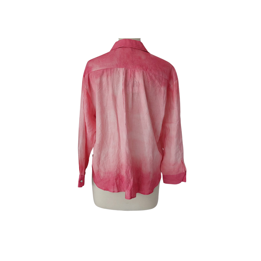 ZARA Pink Two-Toned Linen Mix Collared Shirt | Brand New |