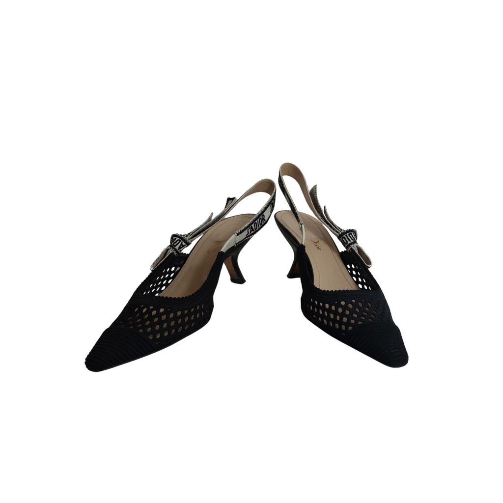Dior Black Canvas & Mesh J'Adior Slingback Pumps | Pre Loved |