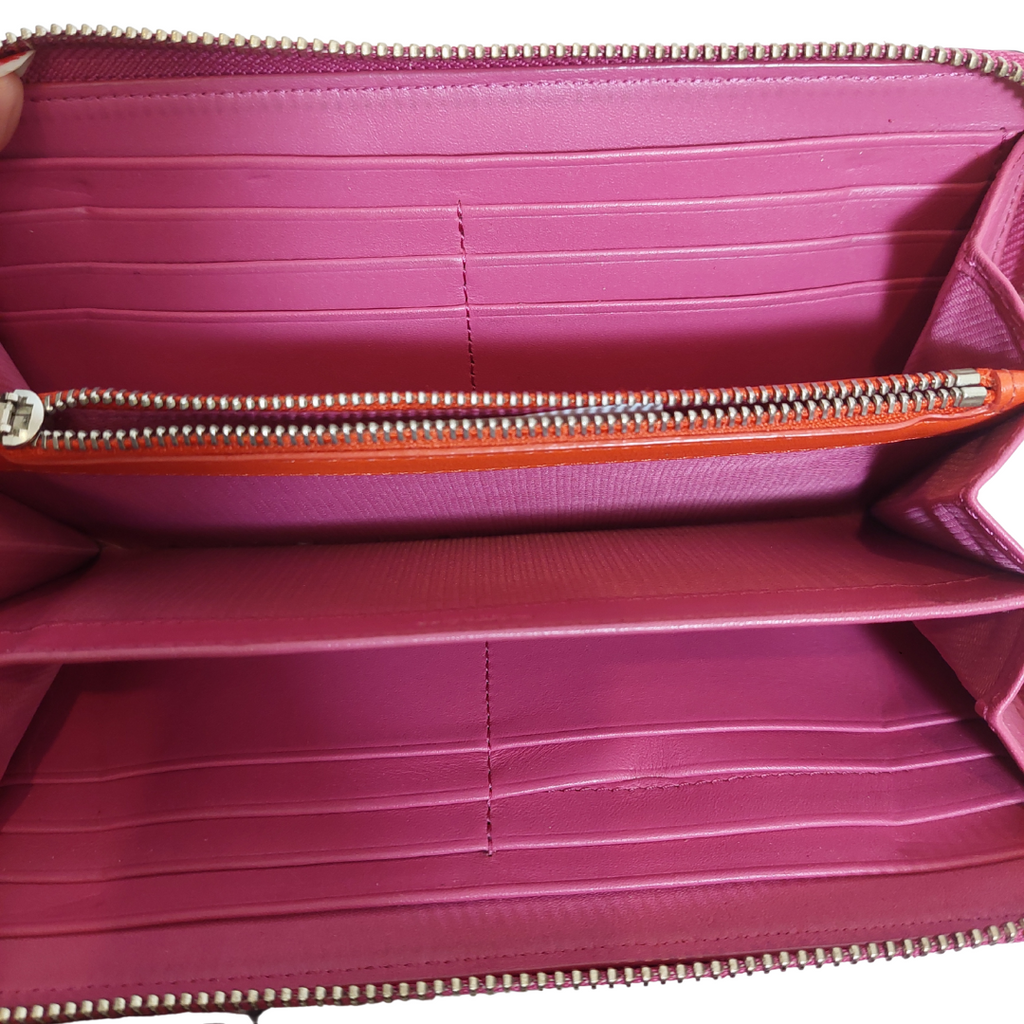 Coach Fuchsia Zip Around Leather Wallet | Pre Loved |