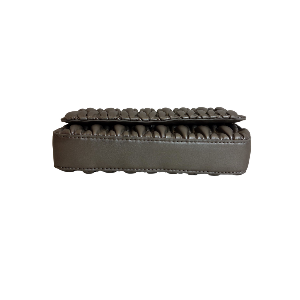 Kate Gray Silver Metallic Quilted Leatherette Crossbody Bag | Brand New |