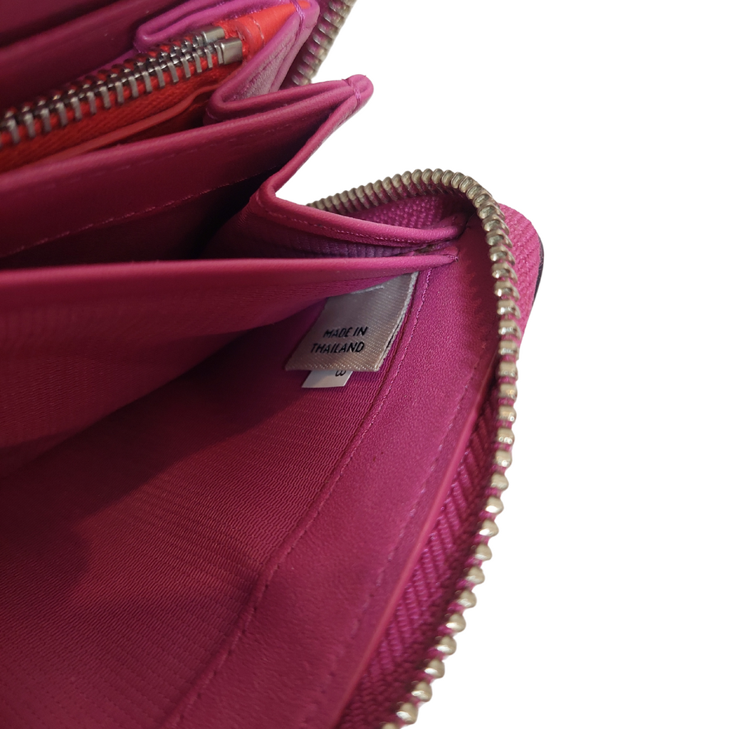 Coach Fuchsia Zip Around Leather Wallet | Pre Loved |