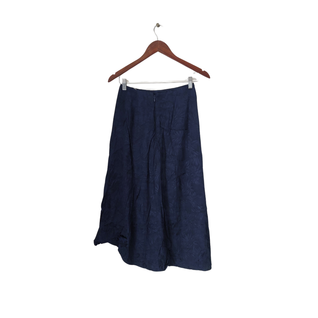 Warehouse Navy Leaf Print Satin Skirt | Brand New |