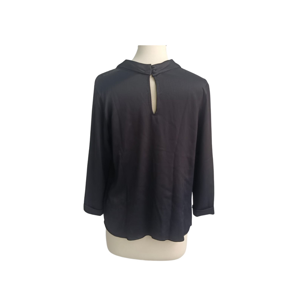 Massimo Dutti Black Satin 100% Viscose Top | Gently Used |