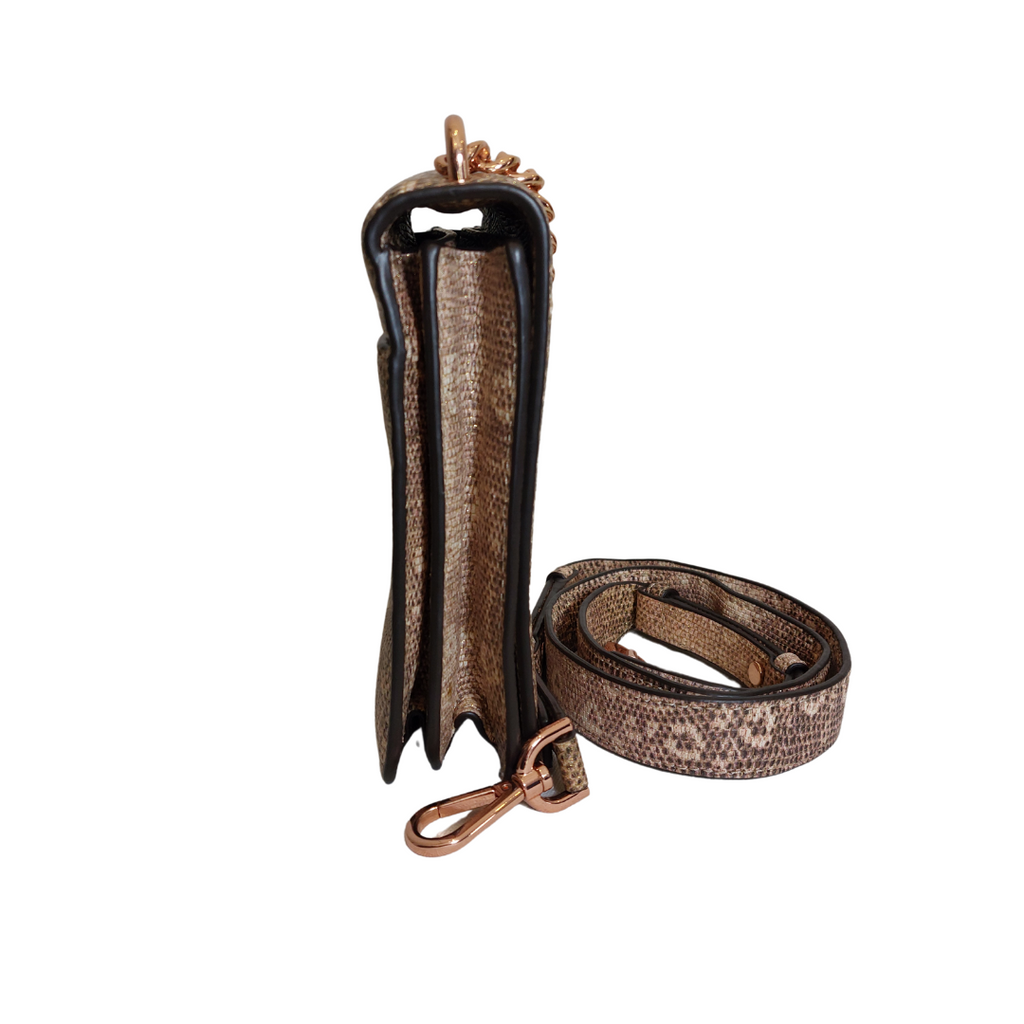 Michael Kors Rose Gold Mott Lizard-Embossed Leather Crossbody Bag | Gently Used |