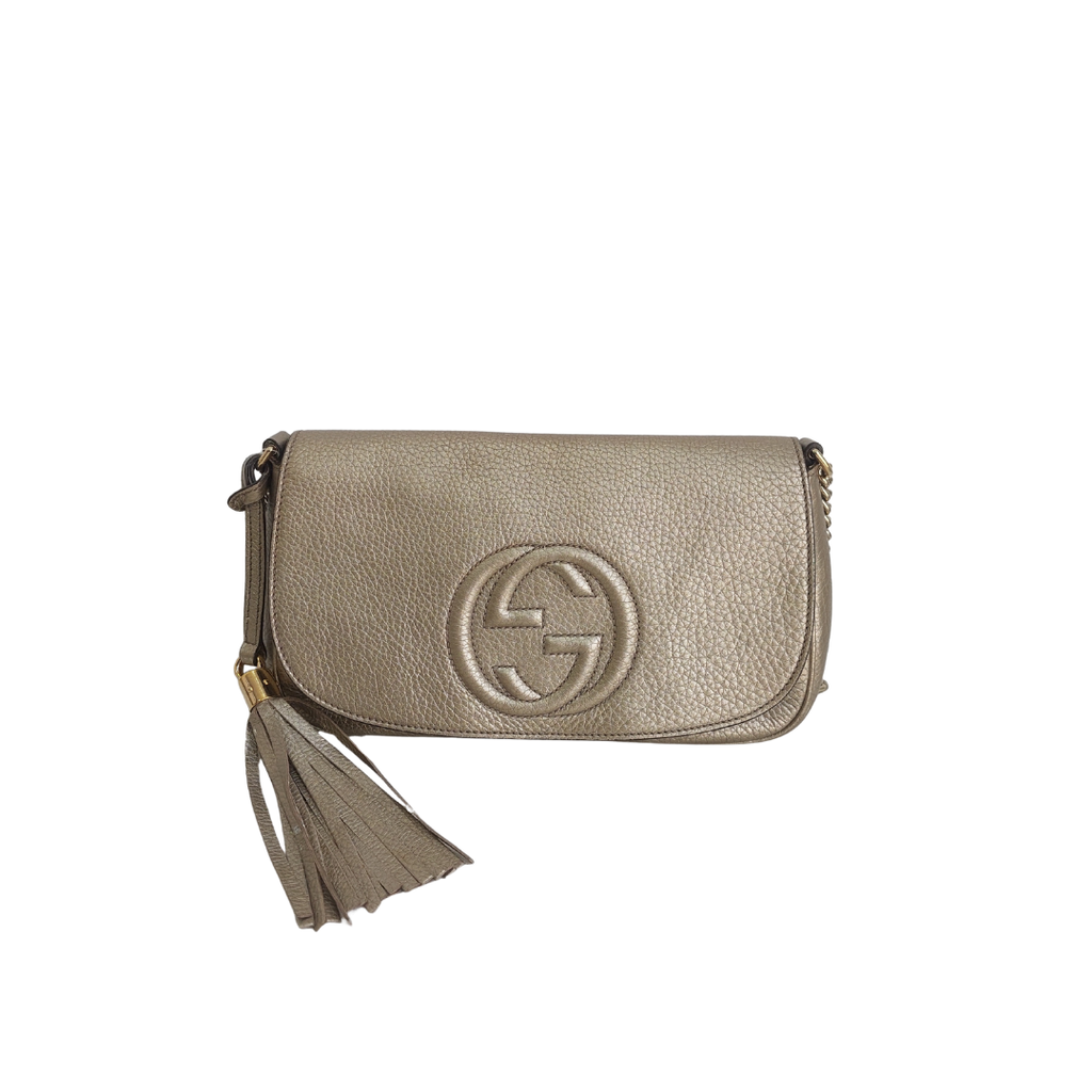 Gucci Gold Pebbled Leather Soho Chain Flap Bag | Pre Loved |