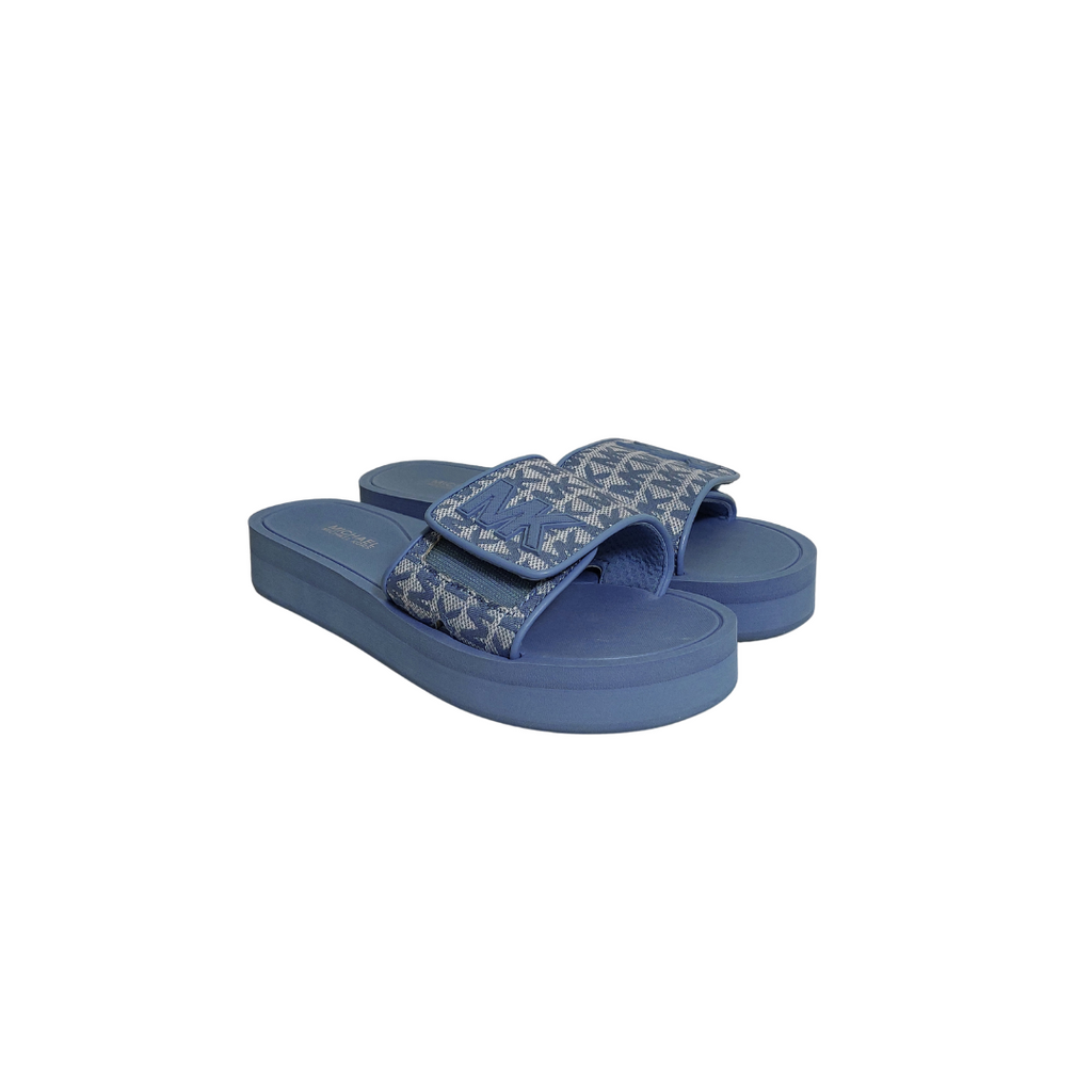 Michael Kors Light Blue Logo Platform Slides | Gently Used |