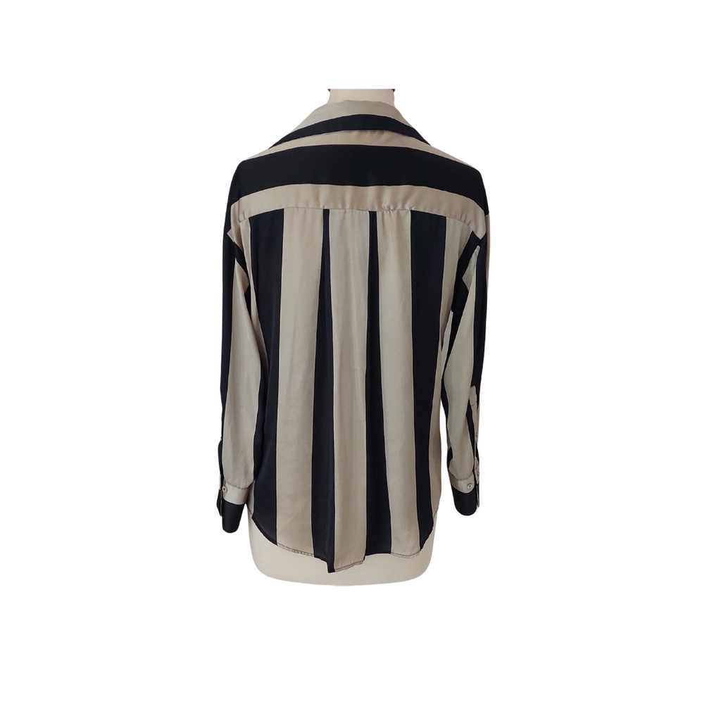 Zara Black & Grey Striped Collared Shirt | Gently Used |