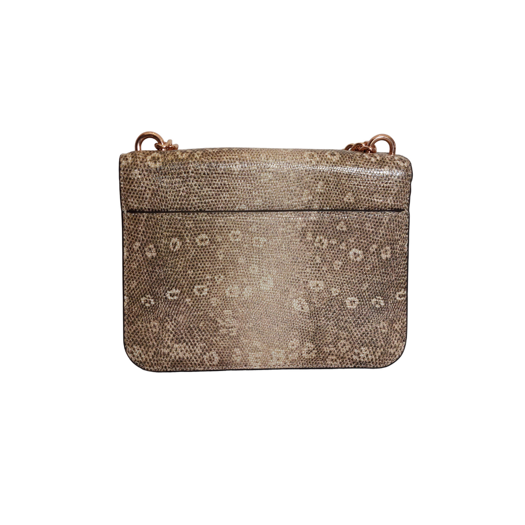 Michael Kors Rose Gold Mott Lizard-Embossed Leather Crossbody Bag | Gently Used |