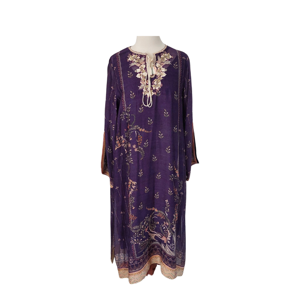 Sania Maskatiya Purple Embroidered Kurta | Gently Used |