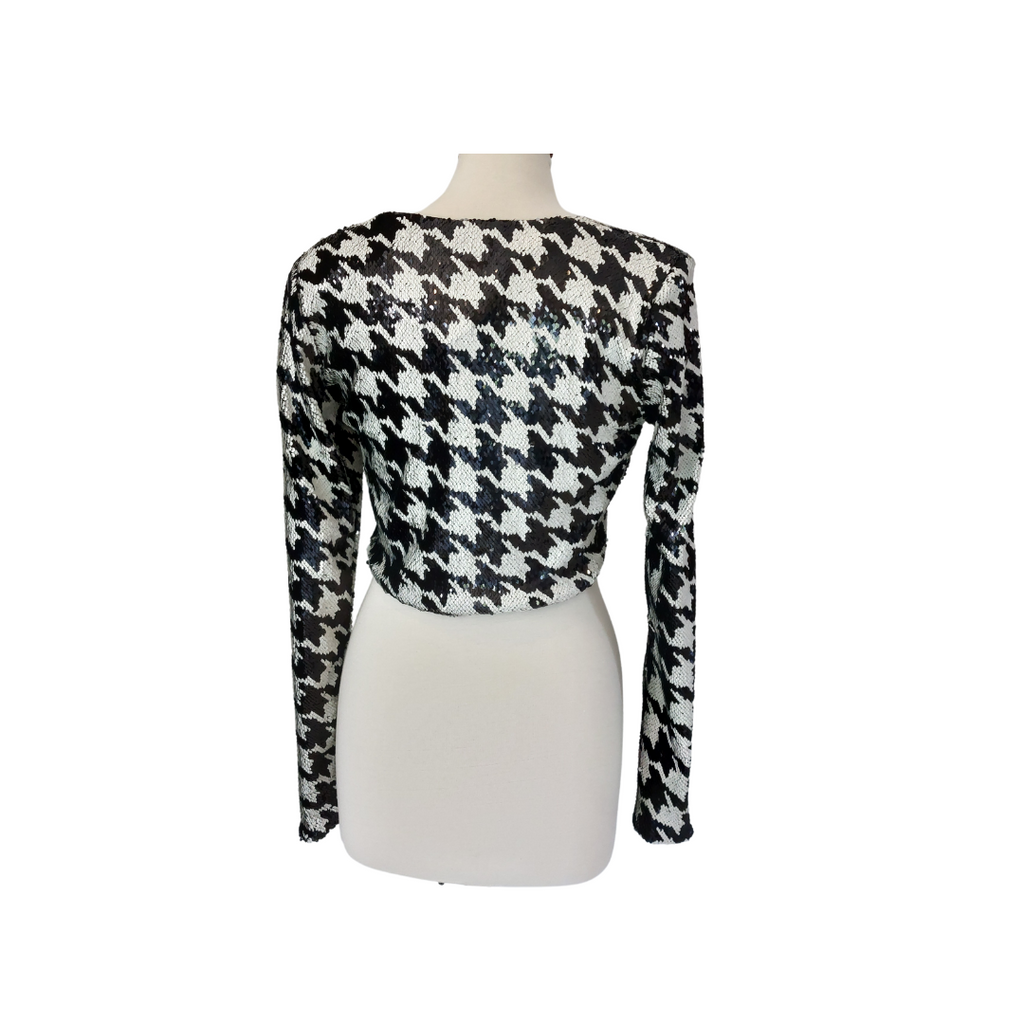 Zara Black & White Sequin Crop Top | Brand New |