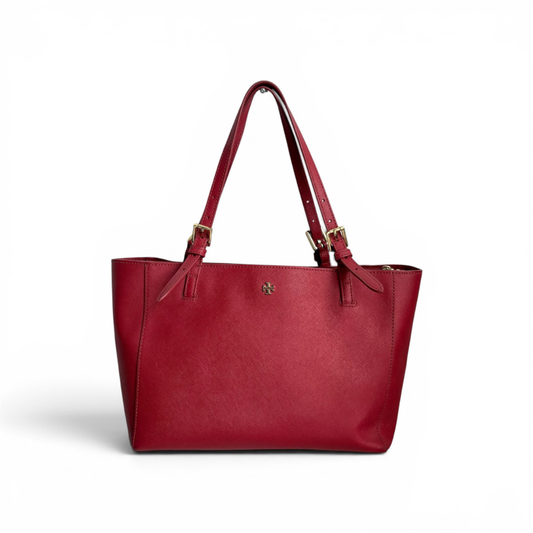 Tory Burch Red Saffiano Leather York Buckle Tote Bag | Pre Loved |