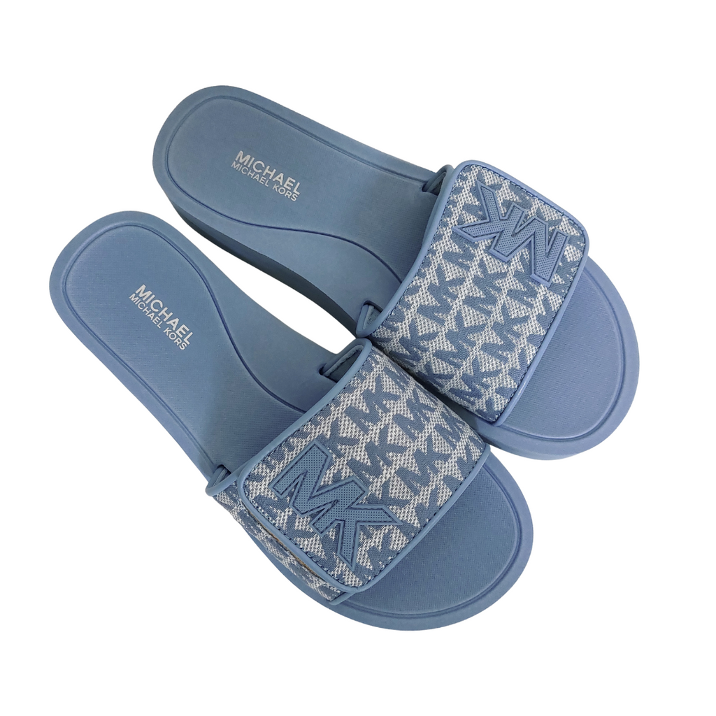 Michael Kors Light Blue Logo Platform Slides | Gently Used |