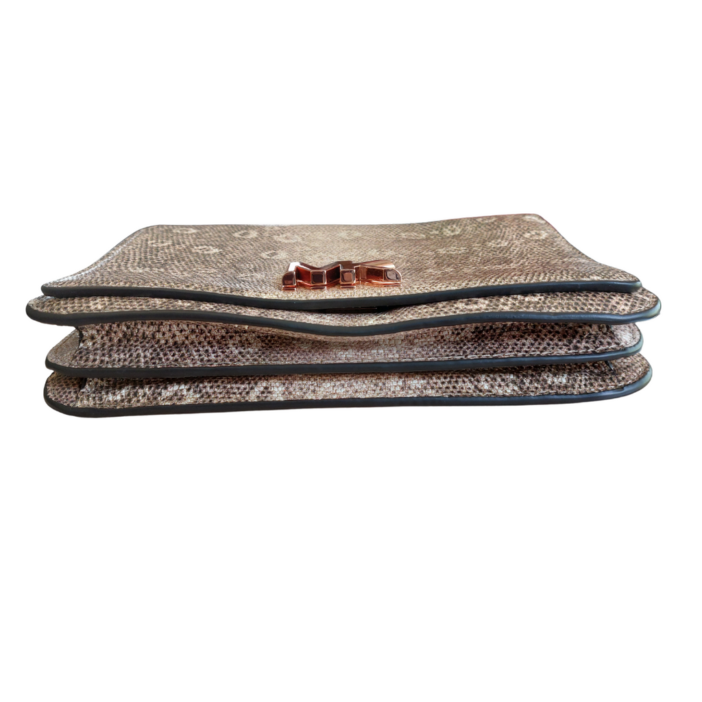 Michael Kors Rose Gold Mott Lizard-Embossed Leather Crossbody Bag | Gently Used |