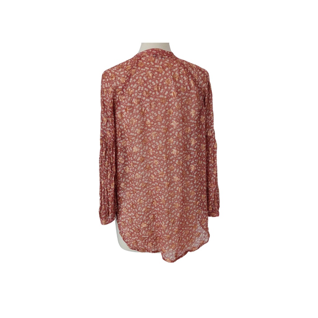 Next Dusty Pink Sheer Metallic Detail Button Down Top | Gently Used |