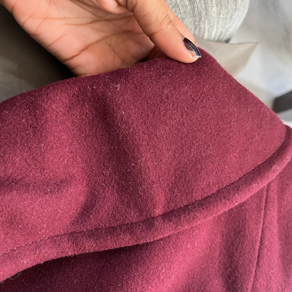 Michael Kors Maroon Long Mixed Wool Coat | Pre Loved |