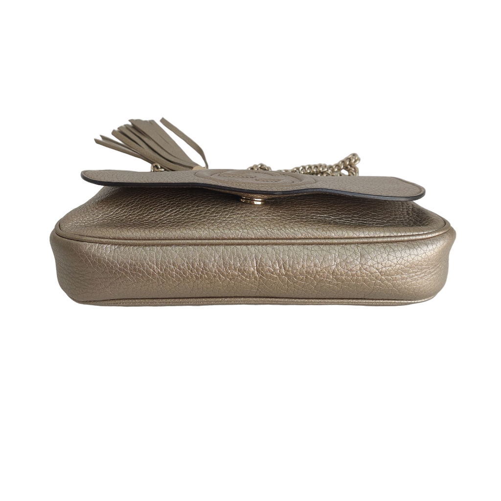 Gucci Gold Pebbled Leather Soho Chain Flap Bag | Pre Loved |