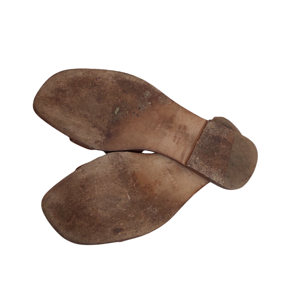 Hermes Brown Leather 'Oran' Sandals | Pre Loved |
