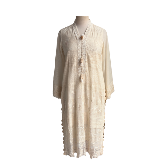 Sana Safinaz Ivory Embroidered Outfit (2 Piece) | Pre Loved |