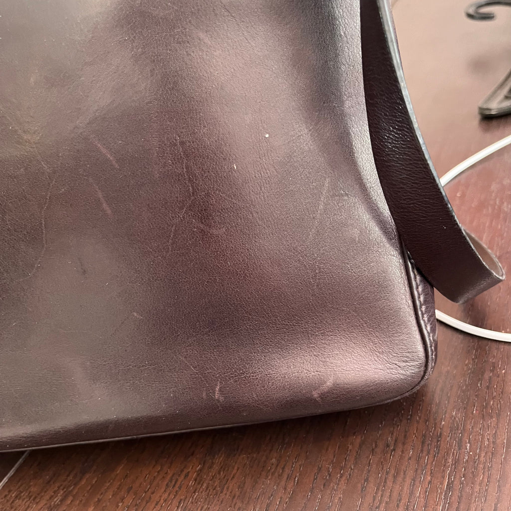 Longchamp Dark Brown Leather Crossbody Bag | Pre Loved |